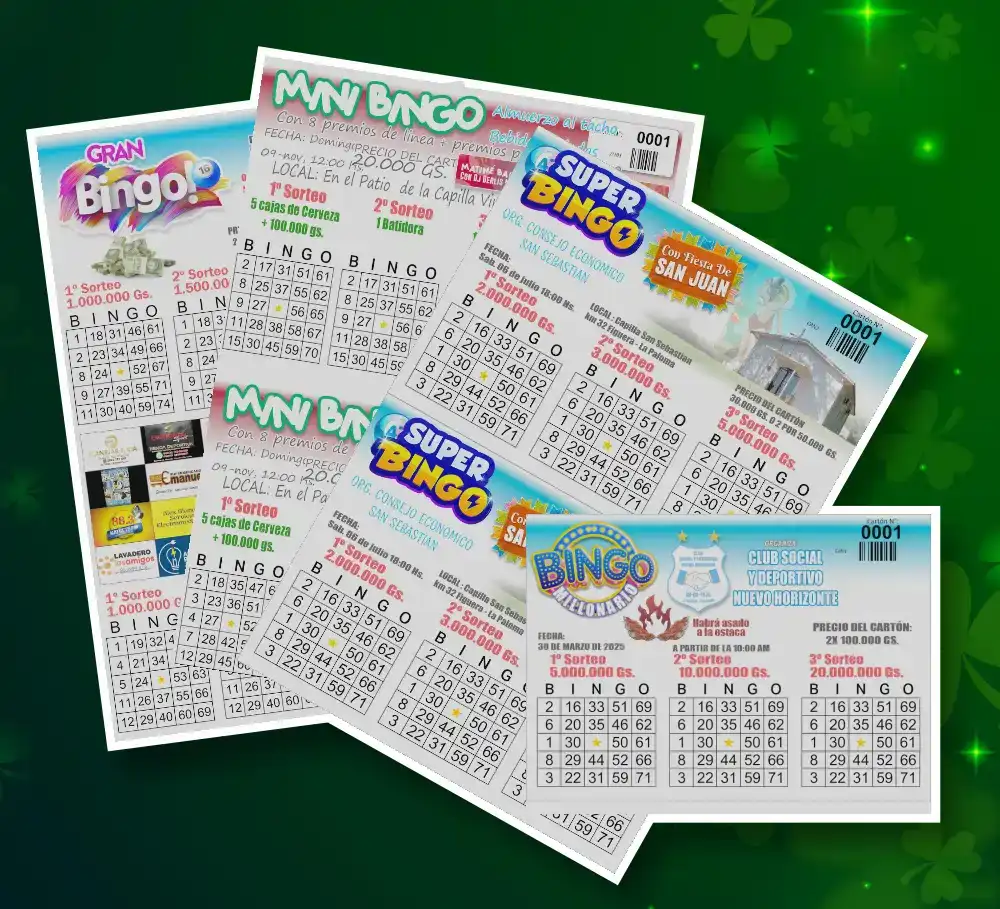 Cartones de bingo impresos con troquelado